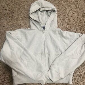 Aritzia TNA extra fleece slightly cropped boyfriend zip up hoodie